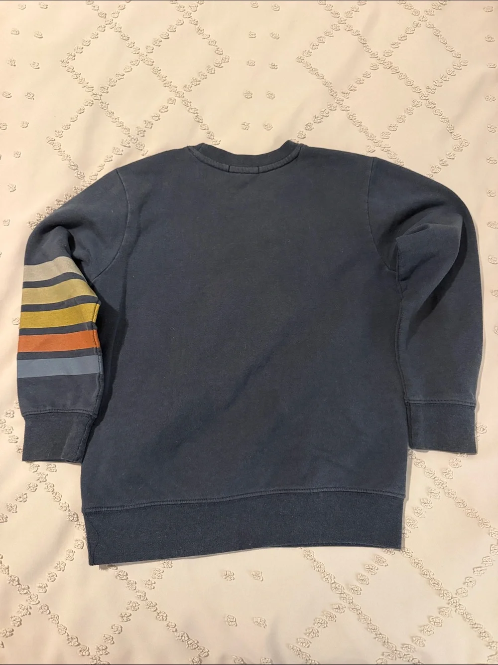 Boy’s Navy Crewneck Sweater with Stripes Size 8
